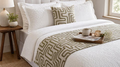 Linen Sage Green Decorative Bed Runner and Pillow Cover - Earth Trail