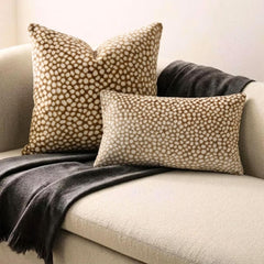 Beige Velvet Throw Pillow Cover - Spotted Safari