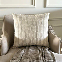 Ivory & Gray Velvet Throw Pillow Cover - Velvet Flow