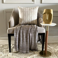 Ivory & Gray Velvet Throw Pillow Cover - Velvet Flow
