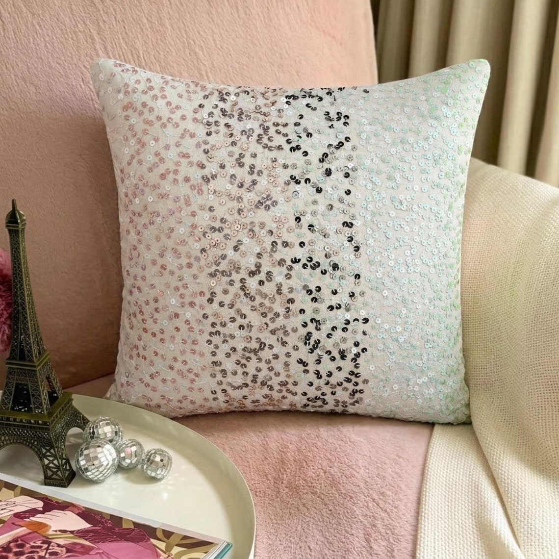 Pastel Ombre Pink Throw Pillow Cover