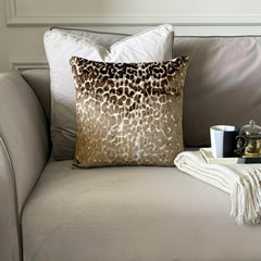 Brown Velvet Lumbar Pillow Cover - Leopard Drift Lumbar