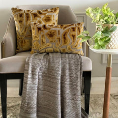 Ochre Velvet Lumbar Pillow Cover - Desert Mosaic Lumbar