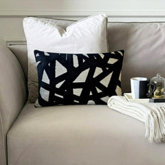 Black Velvet Lumbar Pillow Cover - Veleri Black Lumbar