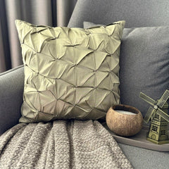 Earthy Texture - Green Taffeta Throw Pillow Cover
