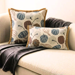 Brown Woven Jacquard Decorative Throw Pillow Cover - Cinnamon Pumpkins