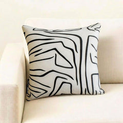 Black And White Cotton Throw Pillow Cover - Abstract Harmony