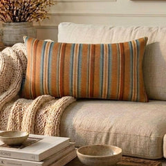 Linear Stripe Orange - Orange Velvet Christmas Striped Lumbar Pillow Cover