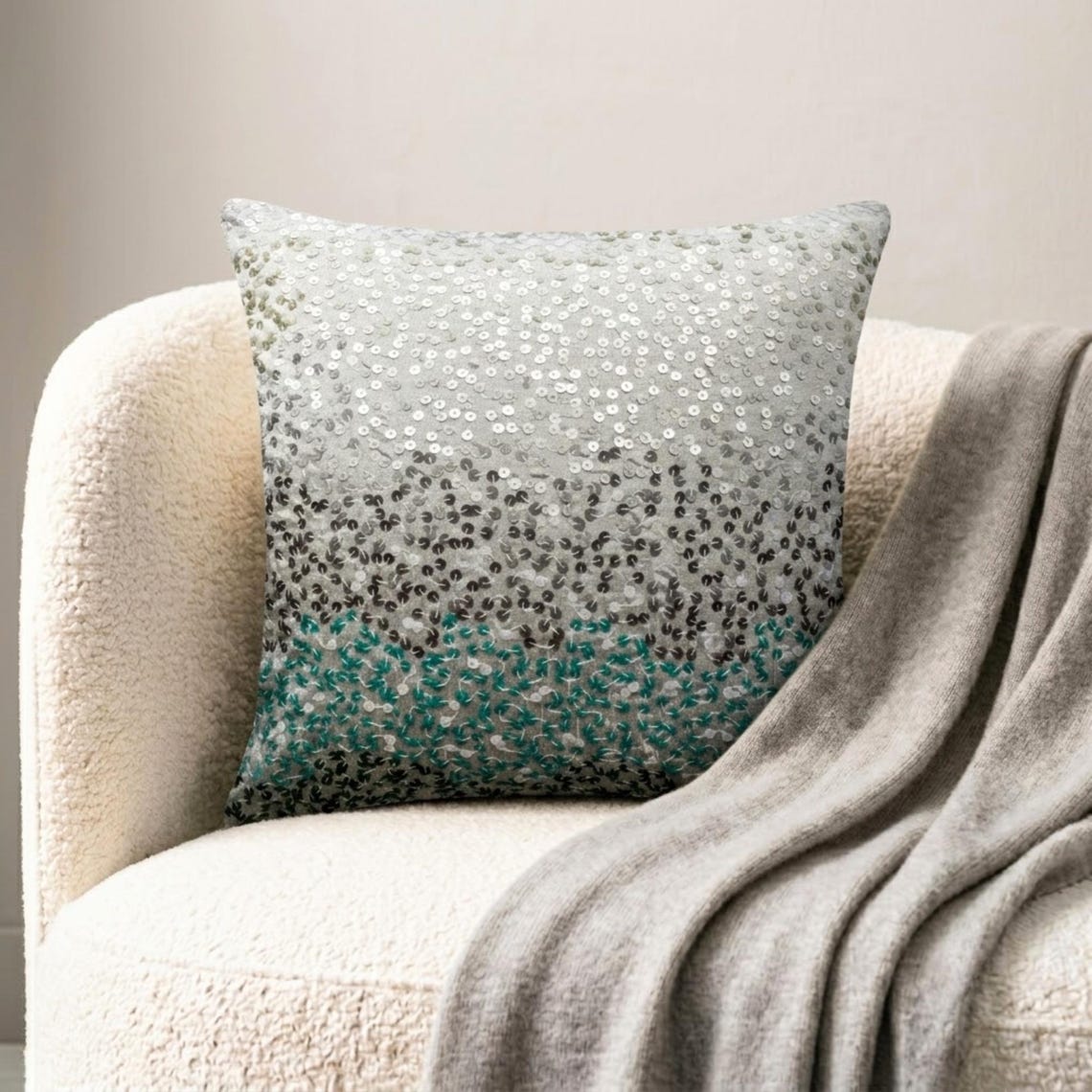 Northern Lights - Blue Art Silk Decorative Euro Sham