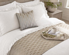 Grey Grey Decorative Bed Runner and Pillow Cover - Tidal Mirage