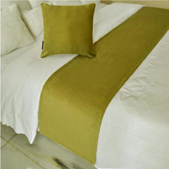 Velvet Chartreuse Green Decorative Bed Runner and Pillow Cover - Chartreuse Velvet