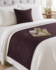 Velvet Plum Decorative Bed Runner and Pillow Cover - Plum Velvet