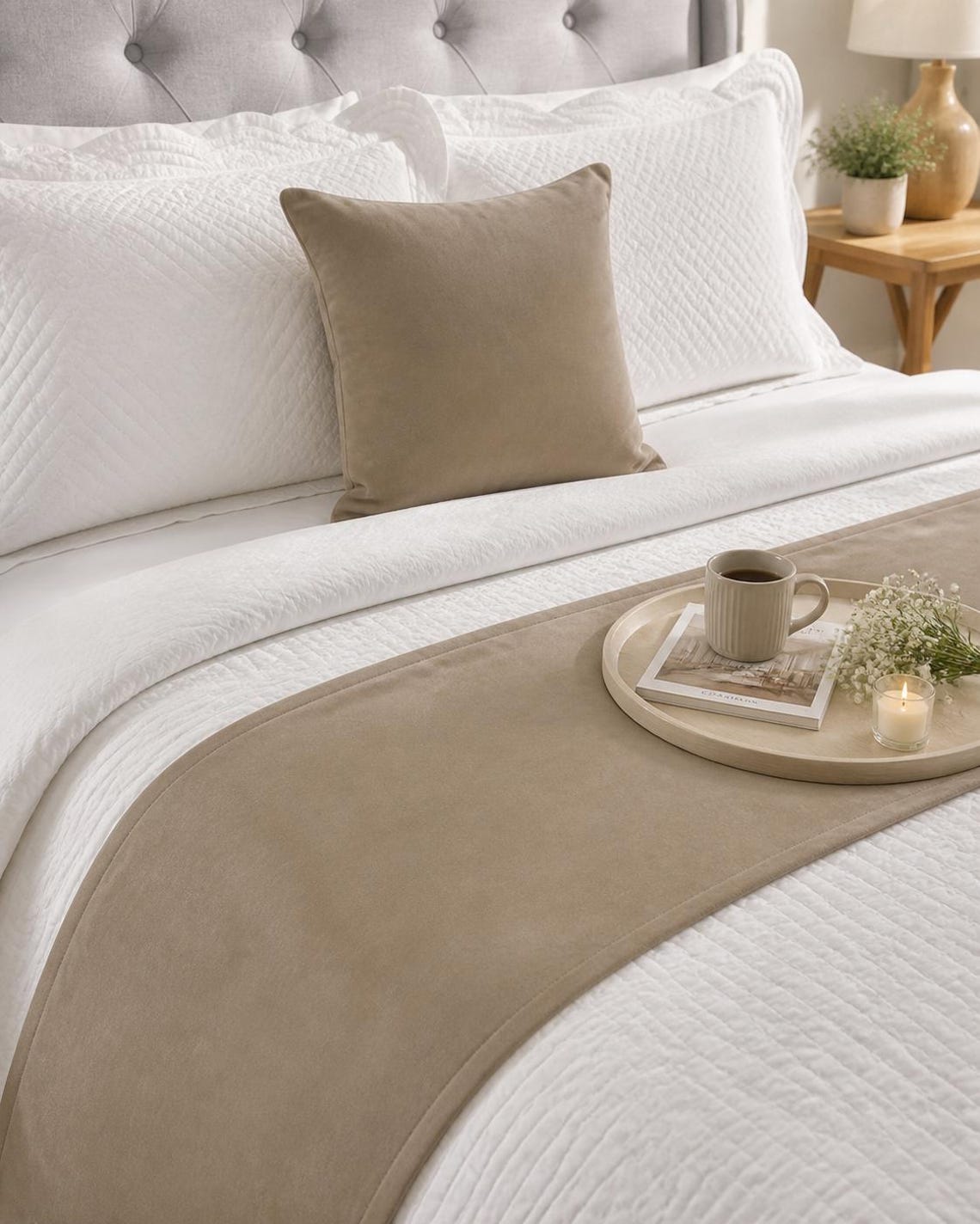 Mousse Velvet Decorative Bed Runner and Pillow Cover