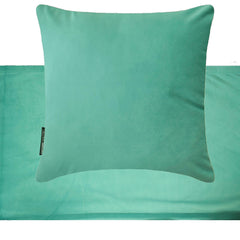 Velvet Turquoise Decorative Bed Runner and Pillow Cover - Turquoise Velvet