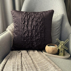 Knotty Black - Black Velvet Decorative Euro Sham