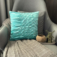 Turquoise Knots - Turquoise Blue Velvet Decorative Euro Sham