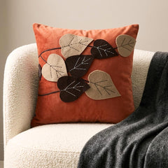Rust Faux Suede Decorative Euro Sham - Spring Leaves