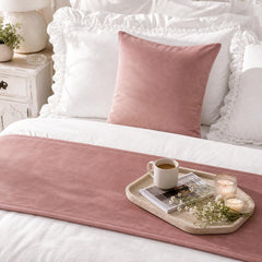 Velvet Dusty Rose Decorative Bed Runner and Pillow Cover - Dusty Rose Velvet