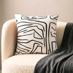 Black And White Cotton Throw Pillow Cover - Abstract Harmony