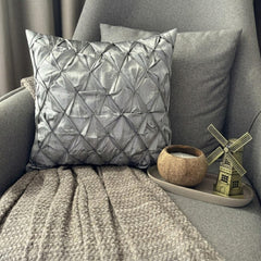 Between Spaces - Gray Taffeta Throw Pillow Cover