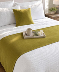 Velvet Chartreuse Green Decorative Bed Runner and Pillow Cover - Chartreuse Velvet