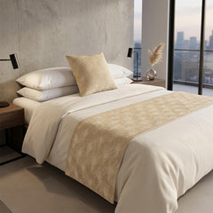 Linen Beige Decorative Bed Runner and Pillow Cover - Deco Reverie