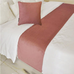 Velvet Dusty Rose Decorative Bed Runner and Pillow Cover - Dusty Rose Velvet