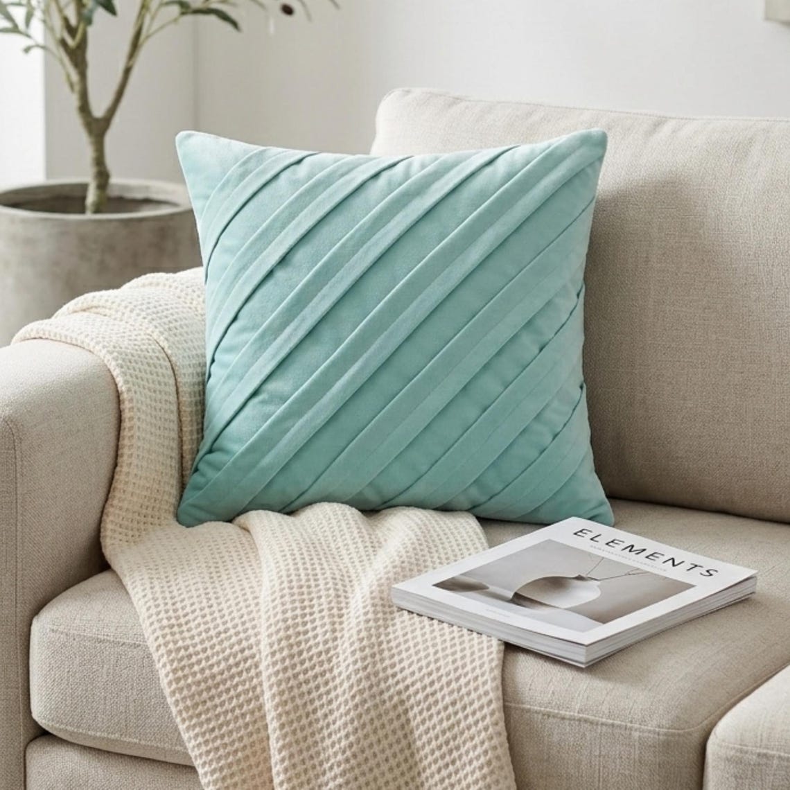 Contemporary Light Sea Blue - Sea Blue Faux Suede Decorative Euro Sham