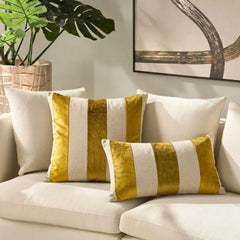 Swathe Chartreuse - Green Velvet & Linen Lumbar Pillow Cover