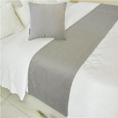 Velvet Gray Decorative Bed Runner and Pillow Cover - Dove Gray Velvet