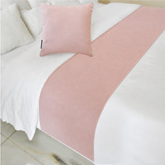 Velvet Soft Pink Decorative Bed Runner and Pillow Cover - Soft Pink Velvet