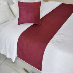 Velvet Cranberry Decorative Bed Runner and Pillow Cover - Cranberry Velvet