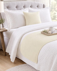 Velvet Ivory Decorative Bed Runner and Pillow Cover - Ivory Velvet