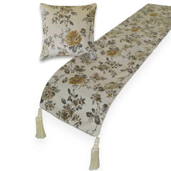 Jacquard Gray Decorative Bed Runner and Pillow Cover - Royal Meadow
