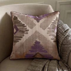 Abstract Therapy - Purple Jacquard Silk Throw Pillow Cover