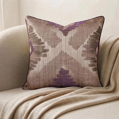 Abstract Therapy - Purple Jacquard Silk Throw Pillow Cover