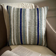 Blue Movements - Blue Art Silk Throw Pillow Cover