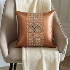 Copper Gate - Copper Faux Leather Throw Pillow Cover