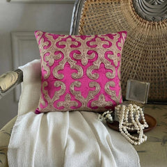 Flaming Fuchsia - Pink Velvet Throw Pillow Cover