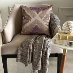 Abstract Therapy - Purple Jacquard Silk Throw Pillow Cover