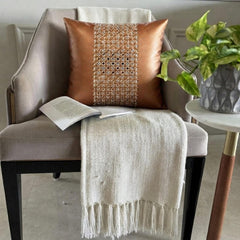 Copper Gate - Copper Faux Leather Throw Pillow Cover