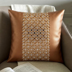 Copper Gate - Copper Faux Leather Throw Pillow Cover