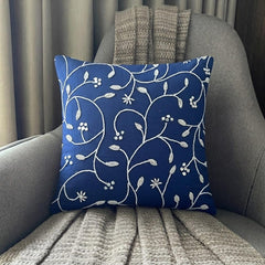 Day Dreamer - Royal Blue Cotton Linen Throw Pillow Cover