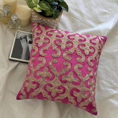 Flaming Fuchsia - Pink Velvet Throw Pillow Cover