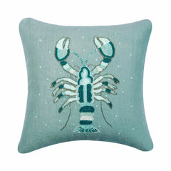 Lobster Cool - Dull Blue Linen Throw Pillow Cover