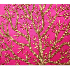 Fuchsia Tree Of Life - Fuchsia Pink Art Silk Throw Pillow Cover