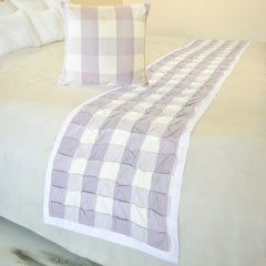 Lavender Plaid Knots Decorative Bed Runner and Pillow Cover