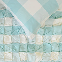 Aqua Plaid Knots - Cotton Aqua Decorative Bed Runner and Pillow Cover
