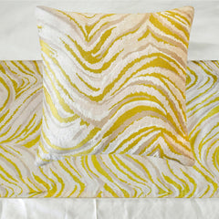 Yellow Whirls - Jacquard Yellow & Grey Decorative Bed Runner and Pillow Cover