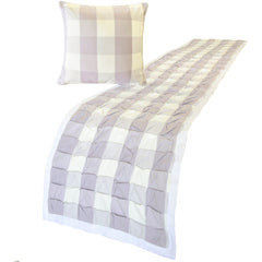 Lavender Plaid Knots - Cotton Lavender Decorative Bed Runner and Pillow Cover